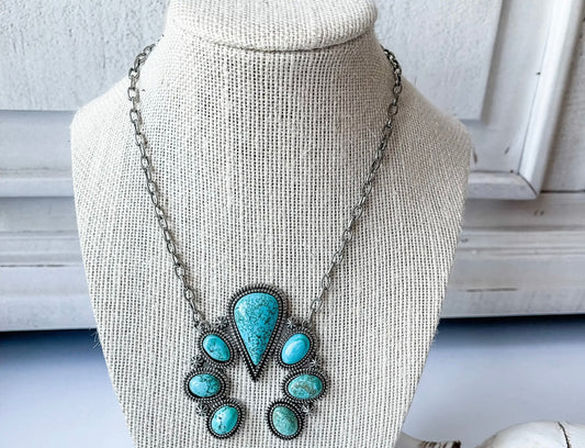 Squash Blossom Turquoise Necklace