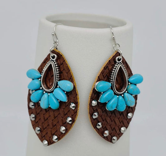 Leather & Turquoise Earrings