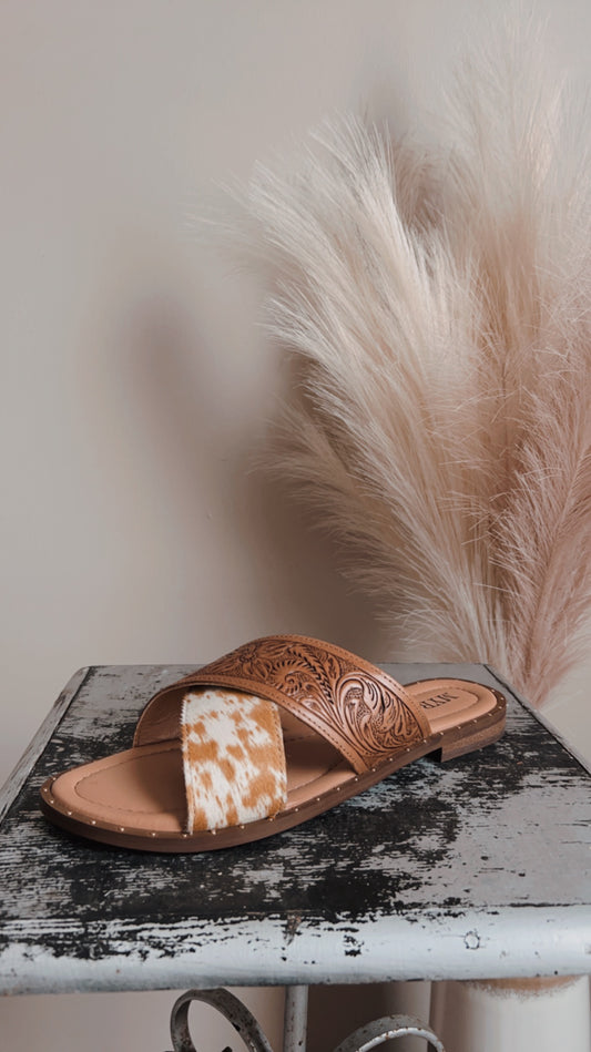 Hand Tooled Cowhide Flats